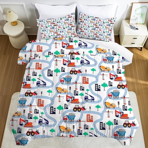 FUYEUN Cartoon Truck Comforter Set Twin