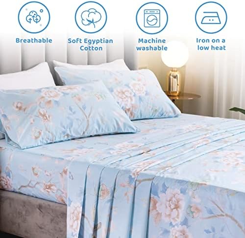 QSH Cal King 100 Cotton Floral Sheet Set