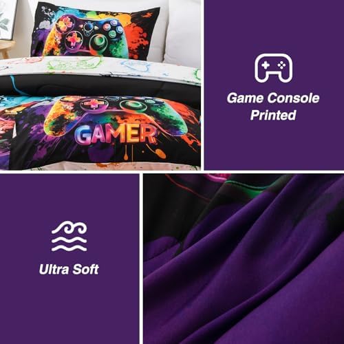 A Nice Night Boys Twin Size Game Console Comforter Set
