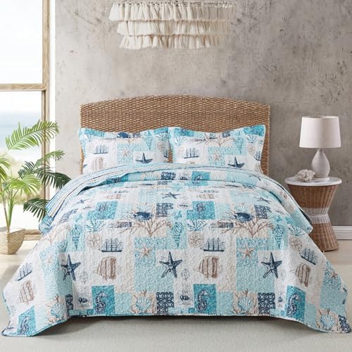 Travan King Size Beach Quilt Set with 2 Shams
