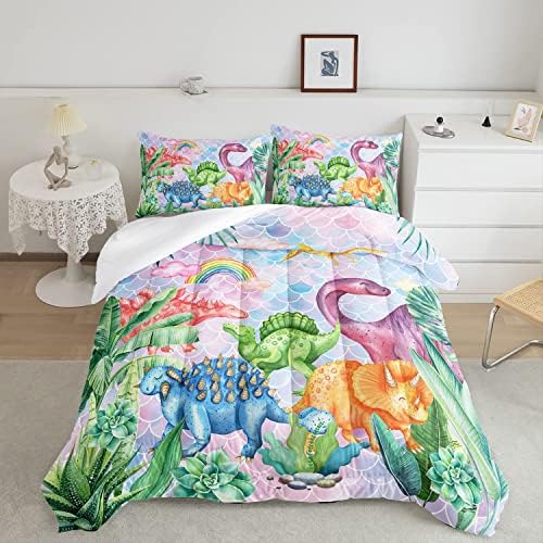 Dinosaur Rainbow Comforter Set for Kids 1