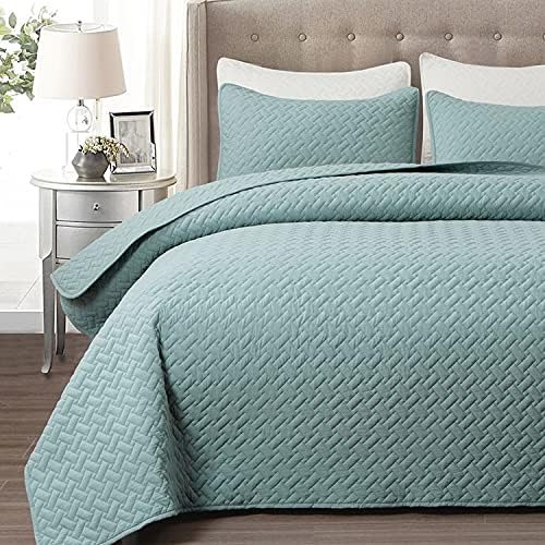 EMME Twin Quilt Set - Aqua Blue 66x90 Reversible Bedspread