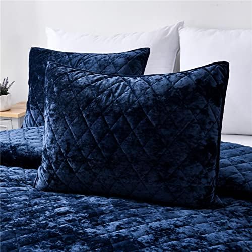 Fredsure Distressed Velvet Quilt Set for King Bed