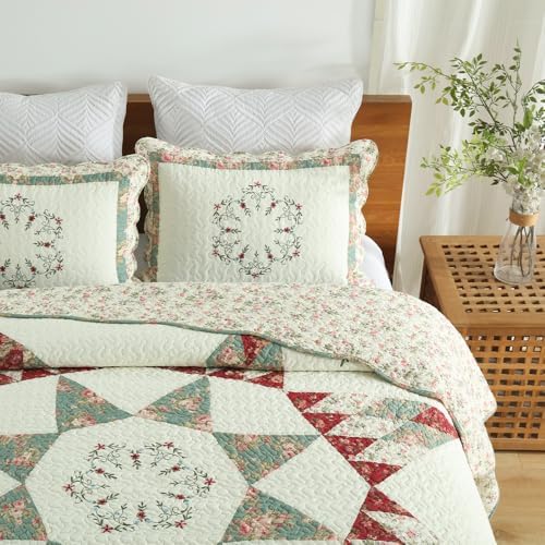 Cotton Bedspread Quilt Set 3 Pieces Reversible King Size