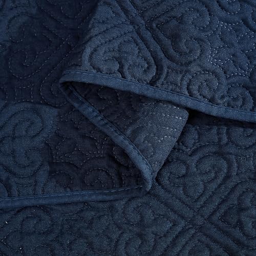 HLCME Lorenzo - 3 Piece King Quilt Set Navy Blue