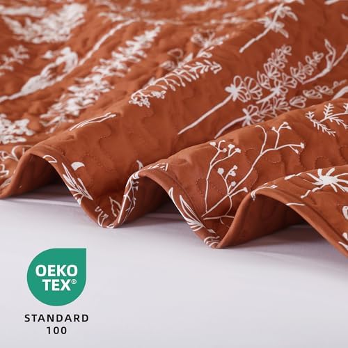 JANZAA Queen Size Floral Bed Spread with Botanical Pattern