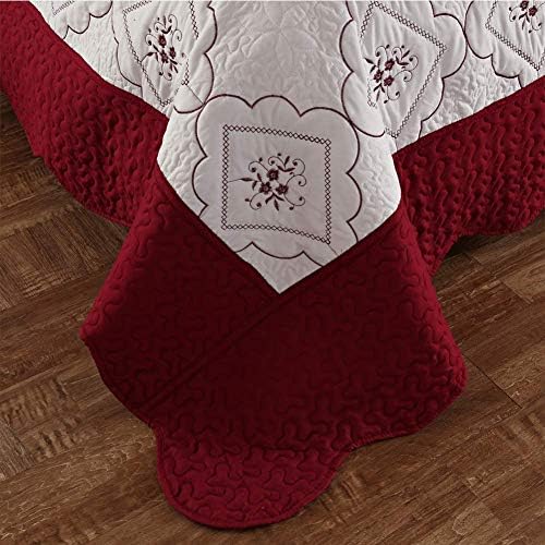 Oliven 3 Pcs Embroidered Quilt Set Floral Bedspread