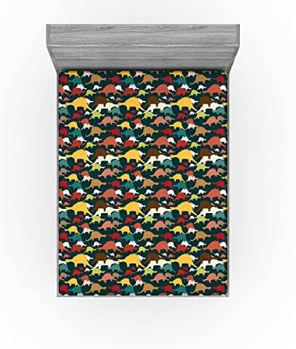 Ambesonne Velociraptor Fitted Sheet with Elastic Deep Pocket California King
