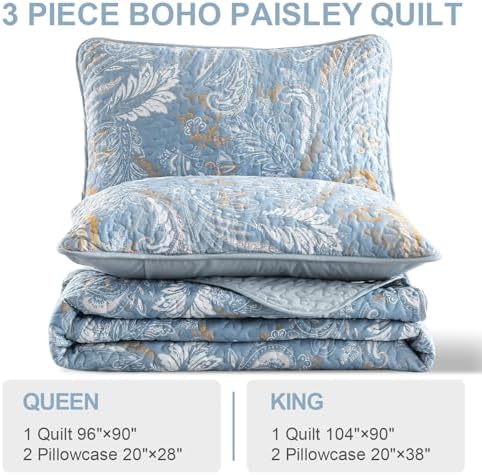 WONGS BEDDING Boho Quilt Set Queen 3 Pieces
