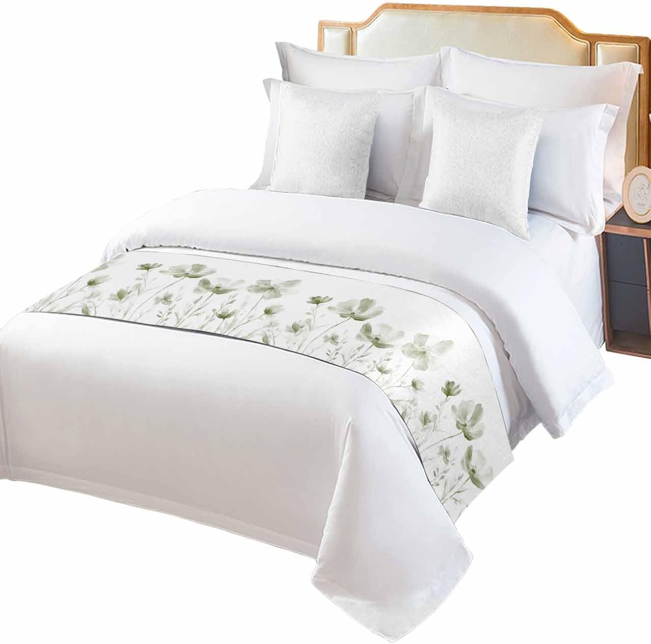 Chucoco Sage Green Flower Bed Runner Scarf