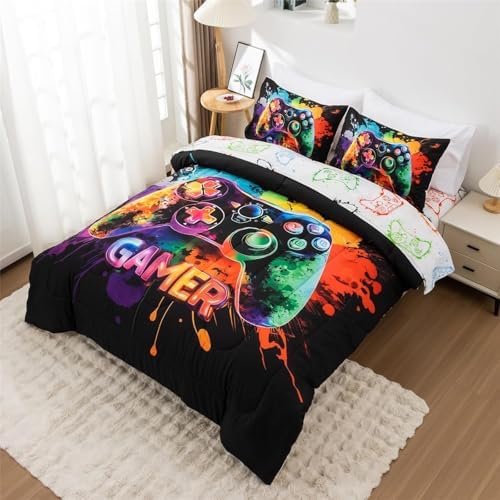 A Nice Night Boys Twin Size Game Console Comforter Set