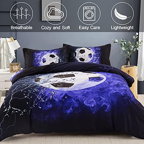 WONGS BEDDING 3D Soccer Duvet Set Twin Size