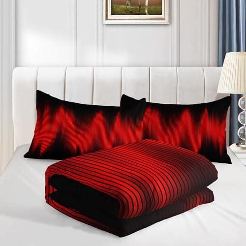 QOOMO Red Black Abstract Kids Comforter Set