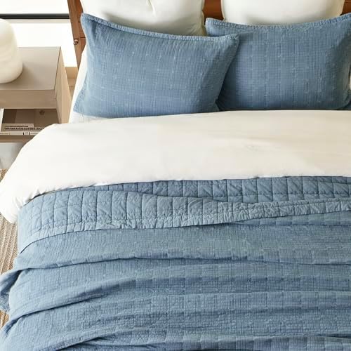 EVERGRACEHOME Stonewashed Cotton Quilt Set Full Queen Size