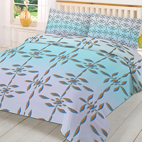 OComster California King Duvet Cover Set with Ombre Diamonds Pattern