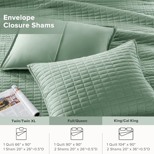 ComfortSpaces Kienna Quilt Set - Lightweight Soft Double Sided 3 Piece
