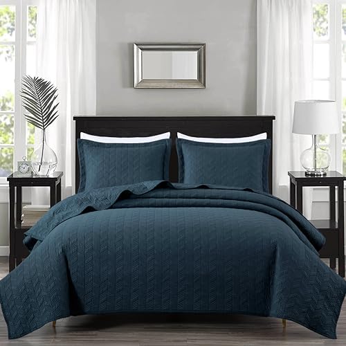 Chezmoi Collection Roswell 3-Piece Cotton Quilt Set King Size