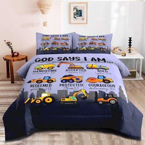 GRAT TIOC Construction Truck Comforter Set Twin Size