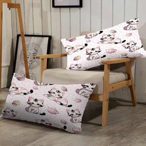 Pink Cat Comforter Set Twin Size for Girls 1