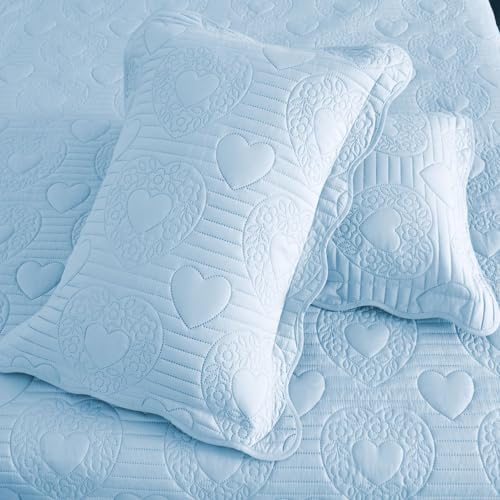Auemtyn King Size Quilt Set with Heart Pattern
