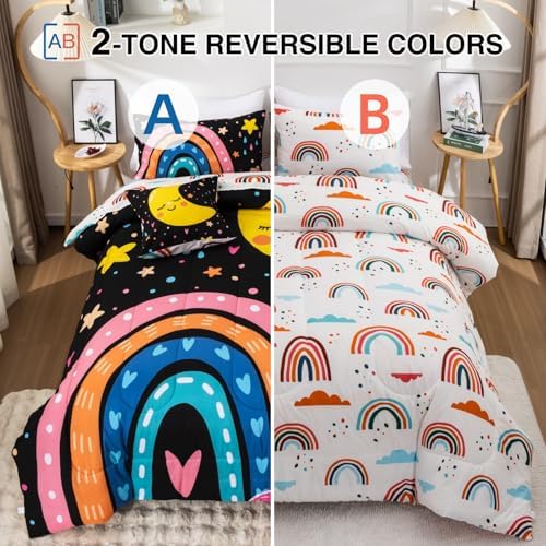 A Nice Night Cartoon Rainbow Comforter Set 6 Pcs Twin