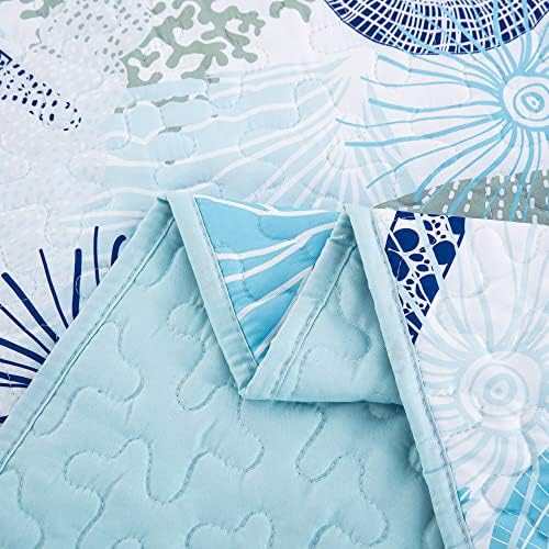 Dinjoy Coastal Quilt Set Full Size Blue Ocean 1