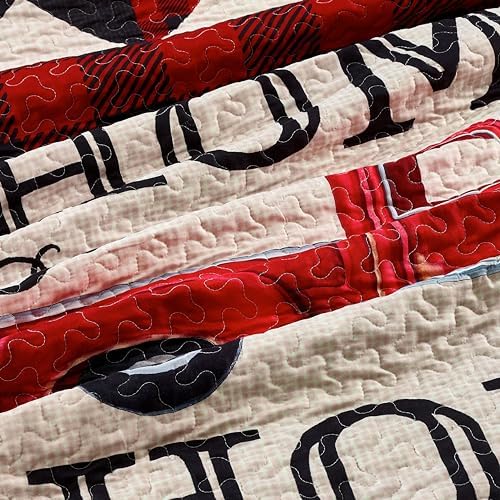 Virah Bella 3 Piece King Cabin Quilt Set - Strain Red Truck