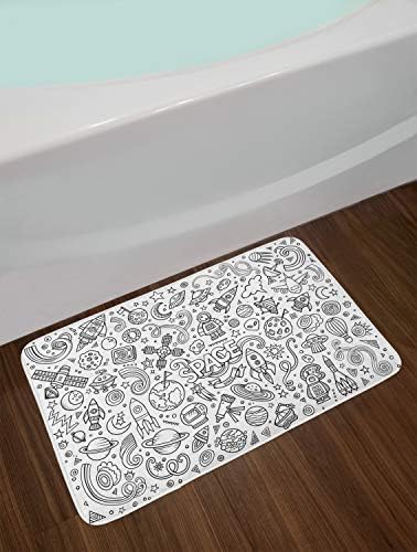 Ambesonne Cartoon Bath Mat 302 x 20 White Black
