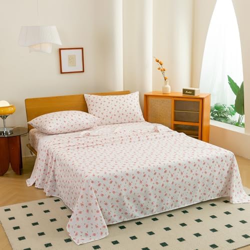 JiaPoem 4-Piece Floral Sheet Set - Cool Ultra Soft Queen Sheets