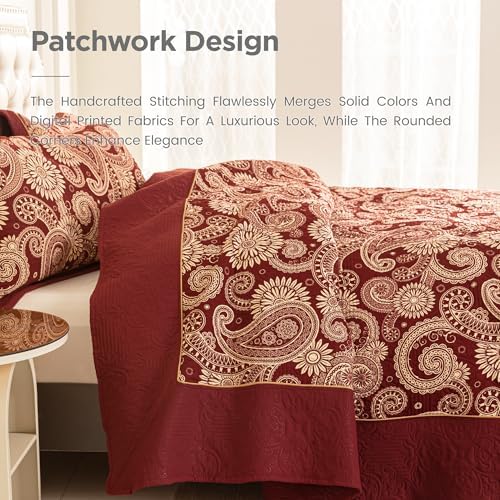 Sophia William Red Quilt Set Cal-King 3-Piece