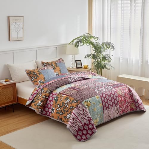 Flysheep 3-Piece Patchwork Quilt Set QueenFull Size