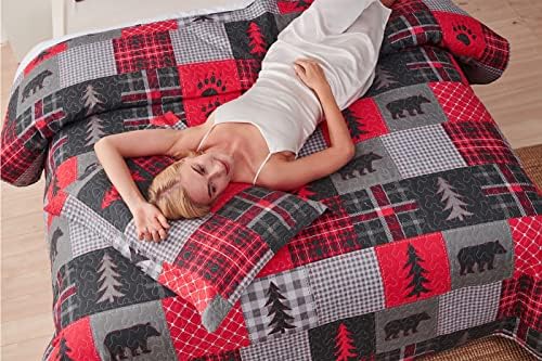 ARL HOME Rustic King Size Plaid Quilt Set