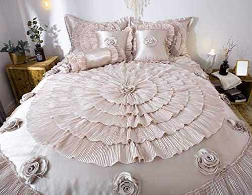 Tache Satin Ruffle Floral Comforter Set California King