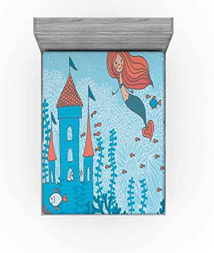 Ambesonne Mermaid Sheet Teal Orange California King