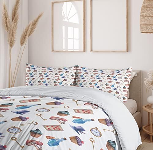 Ambesonne Alice in Wonderland Duvet Cover Set Ceil Blue