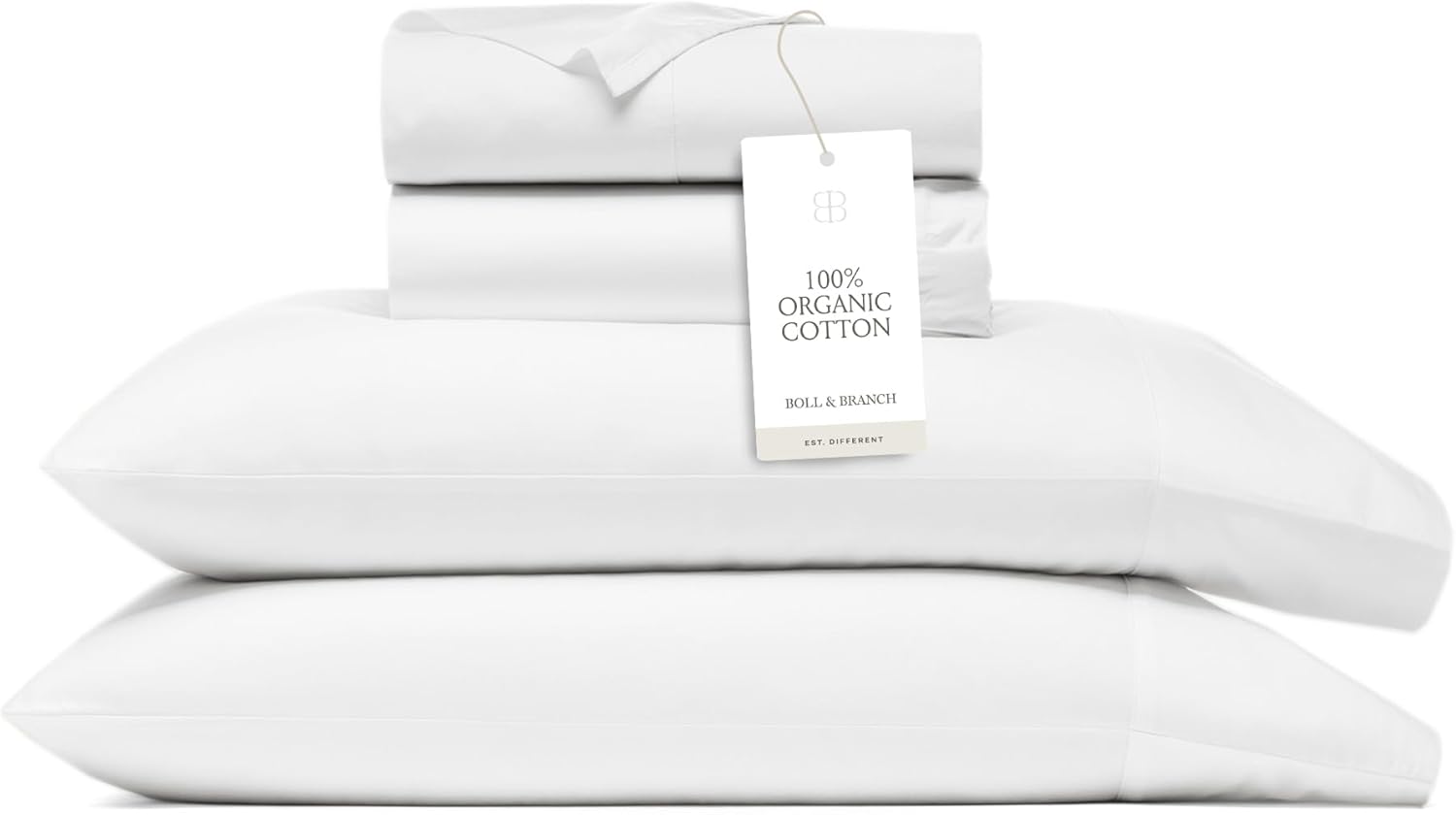 Boll Branch Percale Hemmed Sheet Set - King Size White