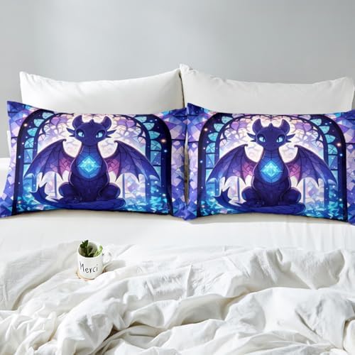 Manfei Cartoon Dragon Fitted Sheet Set Twin Size