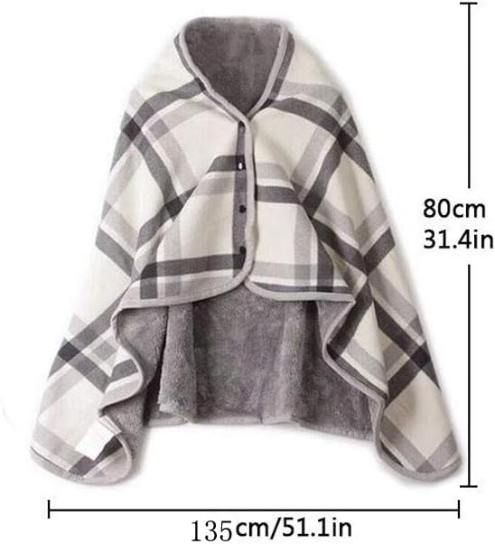 Doublelayer Plaid Heated Throw Blanket for Winter