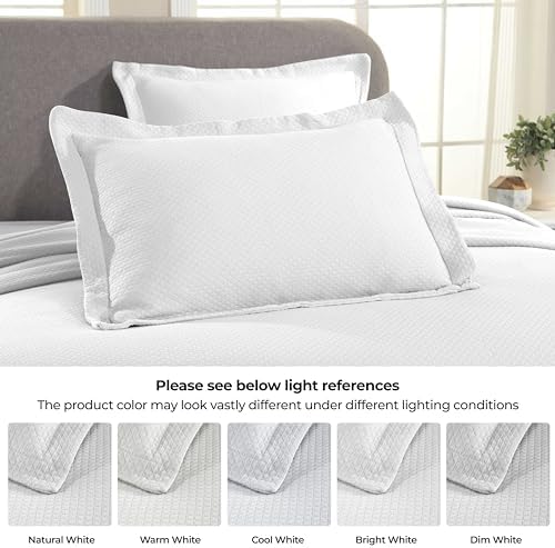Superior Solitaire Cotton 2 Piece Bedspread Set Twin White