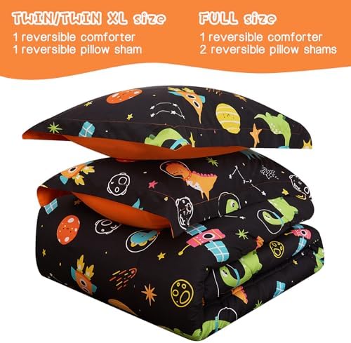 Yibeizi Space Dinosaur Kids Comforter Set for Boys Twin