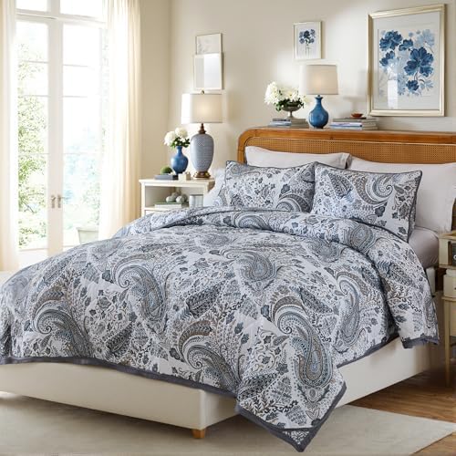 Cozaline 100 Cotton Queen Quilt Set with Paisley Design