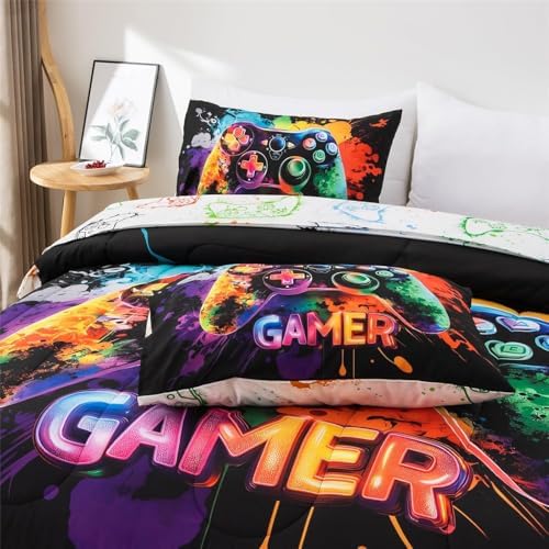 A Nice Night Boys Twin Size Game Console Comforter Set