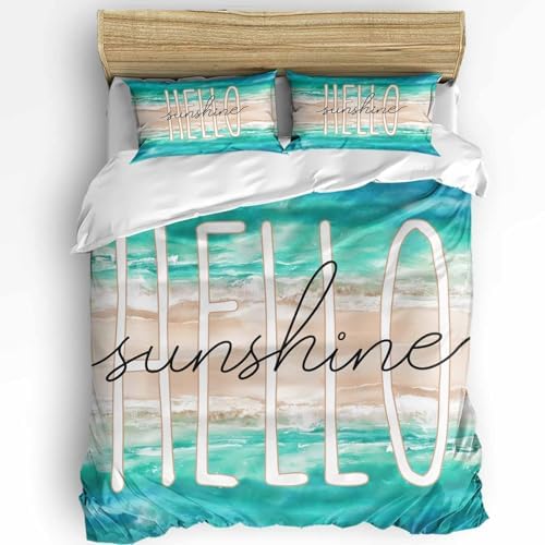 3-Piece Turquoise Ocean Duvet Cover Set with Zipper
