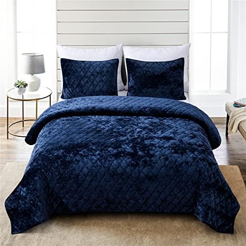 Fredsure Distressed Velvet Quilt Set for King Bed