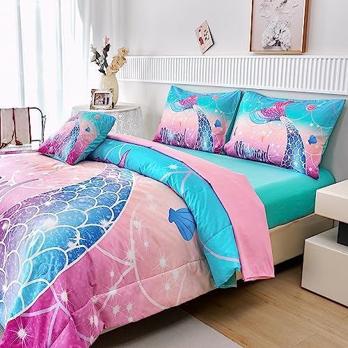 RYNGHIPY Mermaid 6Pcs Comforter Set Twin Size