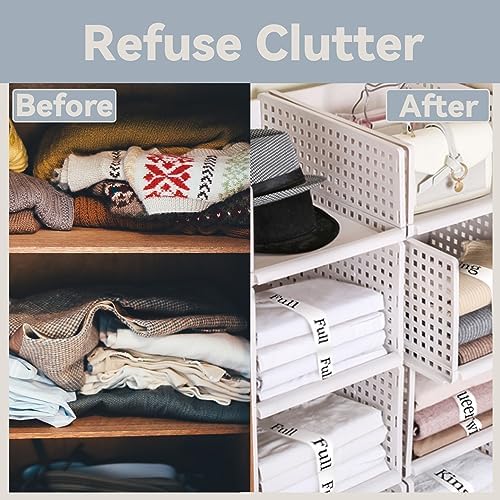Bozenu Sheet Organizers - 4 Piece Elastic Bed Sheet Straps for Linen Closet