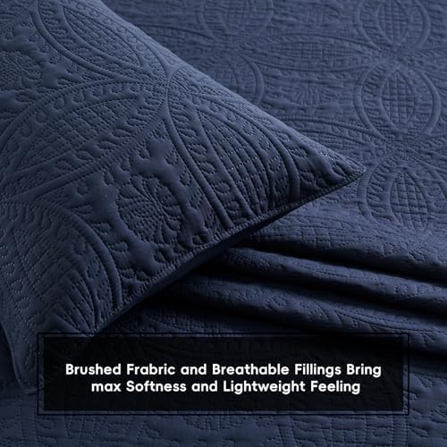 Safonory Quilt Set Queen Size - Navy 90x96