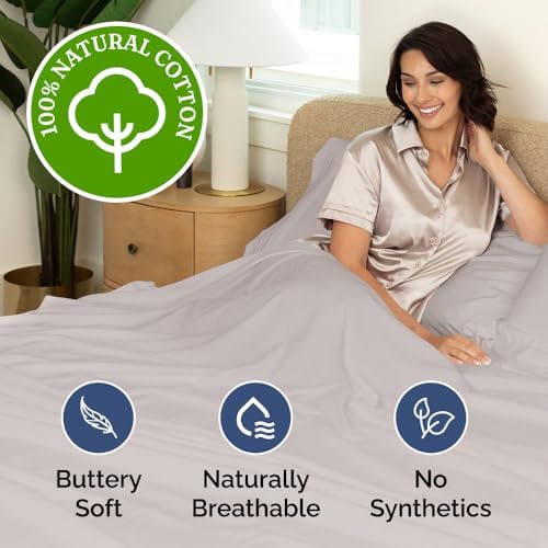 CGK Unlimited 400 Thread Count Cotton Twin XL Sheet Set - Light Grey