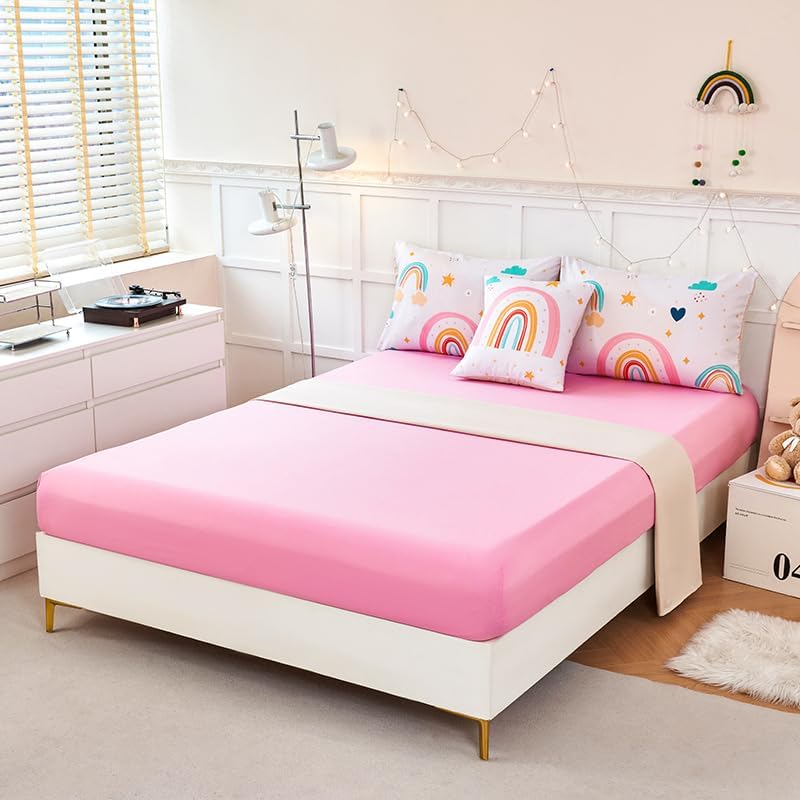 ANGIYUIN 6 Piece Rainbow Comforter Set for Girls