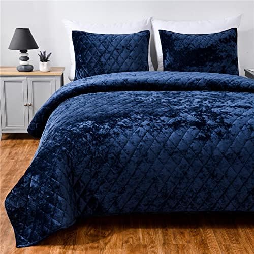 Fredsure Distressed Velvet Quilt Set for King Bed